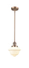 Innovations Lighting Small Oxford 1-100 watt 8 inch Antique Copper Mini Pendant Matte White Cased glass  Hang Straight Swivel 201SACG531