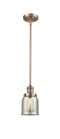 Innovations Lighting Small Bell 1-100 watt 5 inch Antique Copper Mini Pendant Silver Plated Mercury glass  Hang Straight Swivel 201SACG58