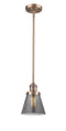 Innovations Lighting Small Cone 1-100 watt 6 inch Antique Copper Mini Pendant  Smoked glass   Hang Straight Swivel 201SACG63