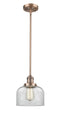 Innovations Lighting Large Bell 1-100 watt 8 inch Antique Copper Mini Pendant  Clear glass   Hang Straight Swivel 201SACG72