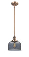 Innovations Lighting Large Bell 1-100 watt 8 inch Antique Copper Mini Pendant  Smoked glass   Hang Straight Swivel 201SACG73