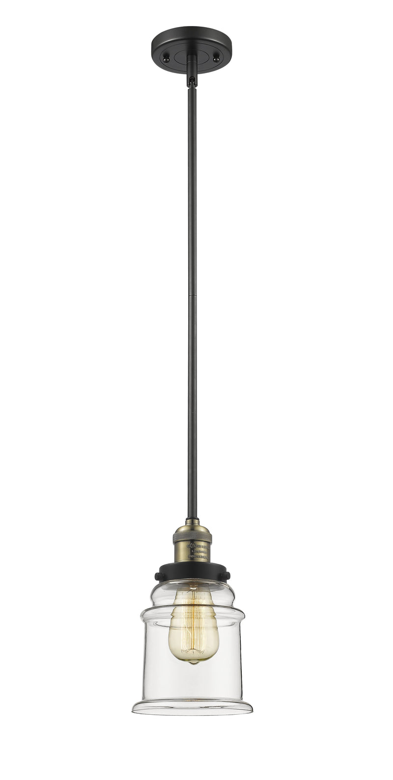 Innovations Lighting Canton 1-100 watt 6.5 inch Black Antique Brass Mini Pendant  Clear glass   Hang Straight Swivel 201SBABG182