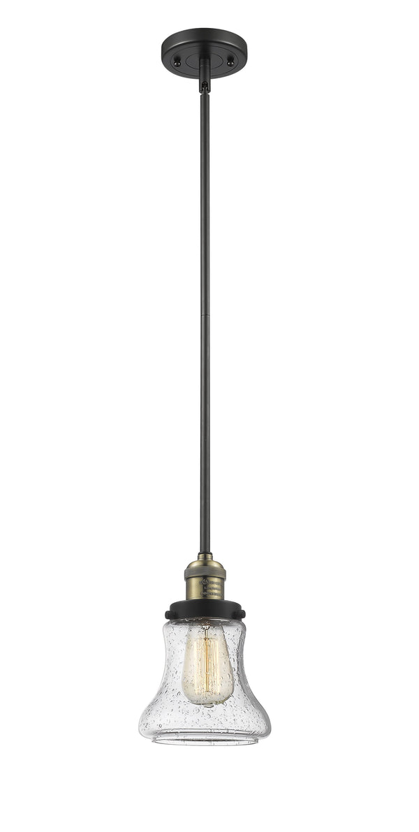 Innovations Lighting Bellmont 1-100 watt 6.5 inch Black Antique Brass Mini Pendant  Seedy glass   Hang Straight Swivel 201SBABG194