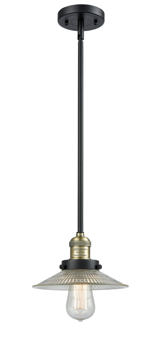 Innovations Lighting Halophane 1-100 watt 10 inch Black Antique Brass Mini Pendant  Halophane glass   Hang Straight Swivel 201SBABG2