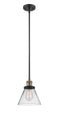 Innovations Lighting Large Cone 1-100 watt 8 inch Black Antique Brass Mini Pendant  Clear glass   Hang Straight Swivel 201SBABG42