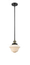 Innovations Lighting Small Oxford 1-100 watt 8 inch Black Antique Brass Mini Pendant Matte White Cased glass Hang Straight Swivel 201SBABG531