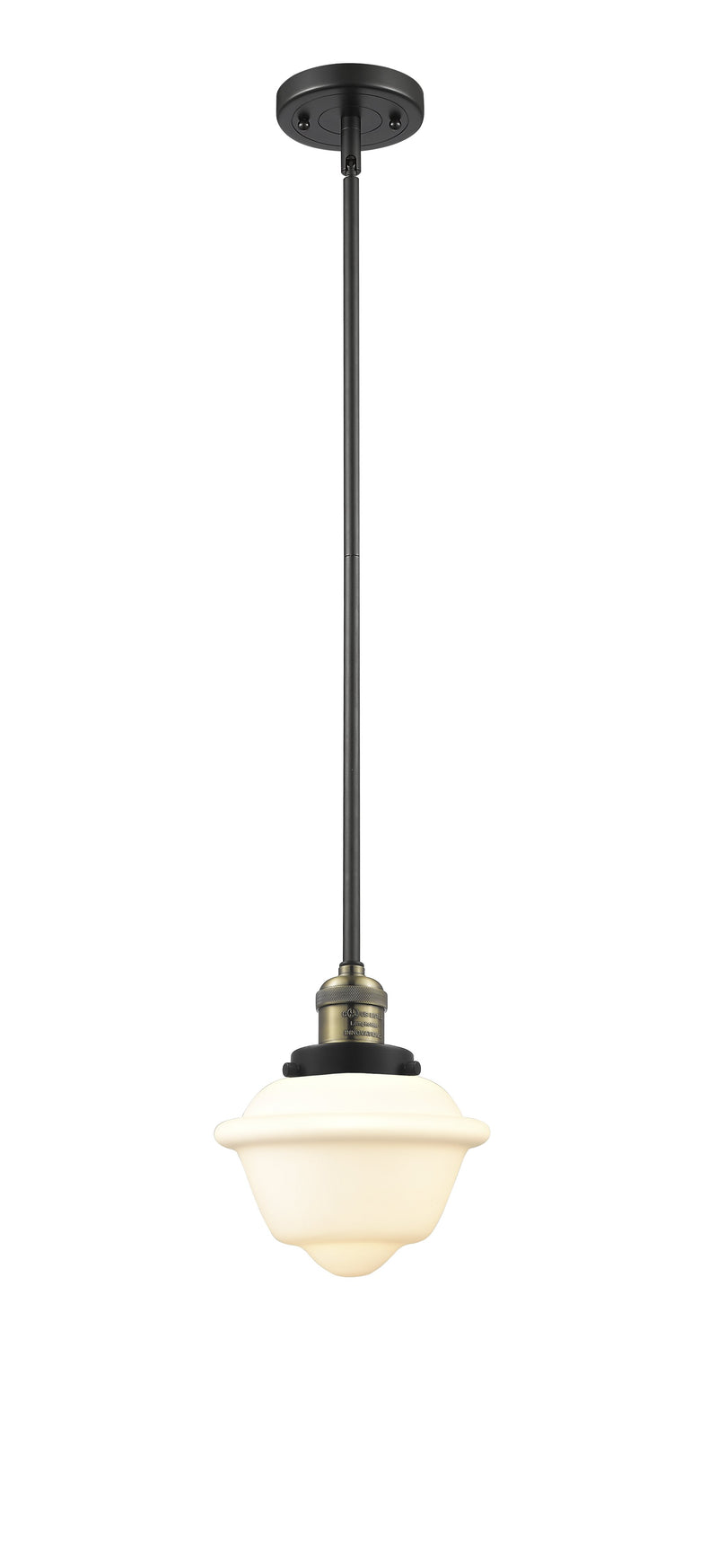 Innovations Lighting Small Oxford 1-100 watt 8 inch Black Antique Brass Mini Pendant  Clear glass   Hang Straight Swivel 201SBABG532