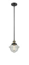Innovations Lighting Small Oxford 1-100 watt 8 inch Black Antique Brass Mini Pendant  Seedy glass   Hang Straight Swivel 201SBABG534