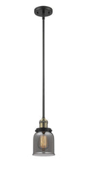 Innovations Lighting Small Bell 1-100 watt 5 inch Black Antique Brass Mini Pendant  Smoked glass   Hang Straight Swivel 201SBABG53