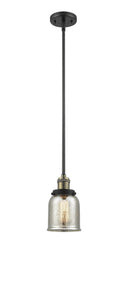 Innovations Lighting Small Bell 1-100 watt 5 inch Black Antique Brass Mini Pendant Silver Plated Mercury glass Hang Straight Swivel 201SBABG58