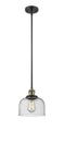 Innovations Lighting Large Bell 1-100 watt 8 inch Black Antique Brass Mini Pendant  Seedy glass   Hang Straight Swivel 201SBABG74