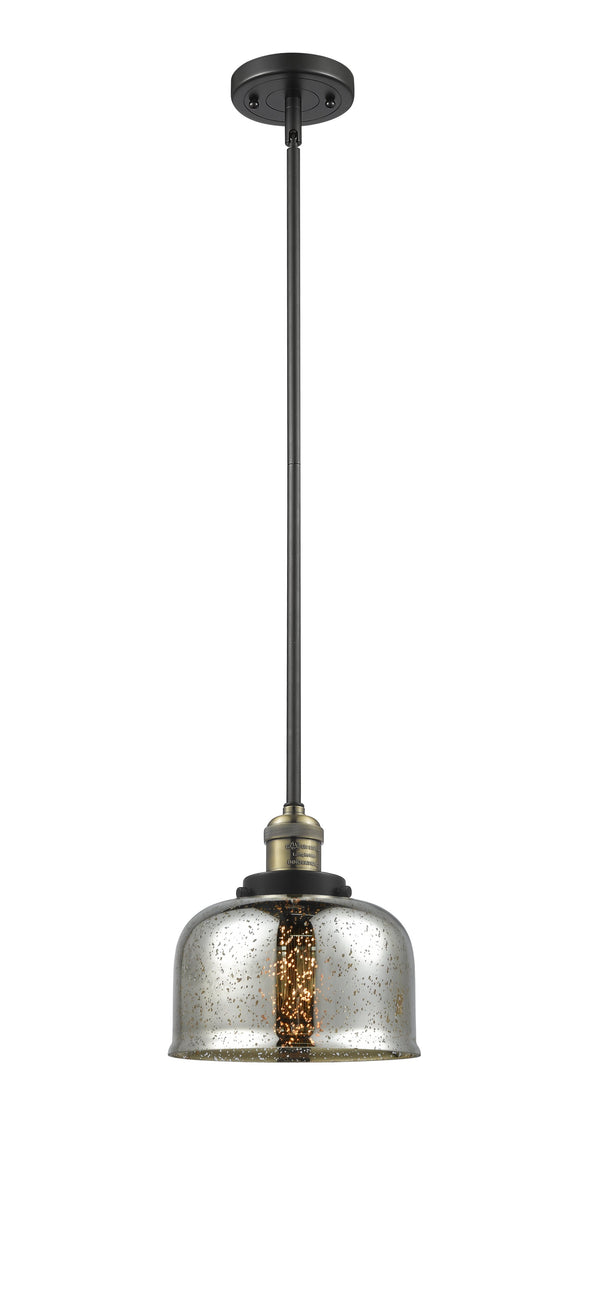 Innovations Lighting Large Bell 1-100 watt 8 inch Black Antique Brass Mini Pendant Silver Plated Mercury glass Hang Straight Swivel 201SBABG78