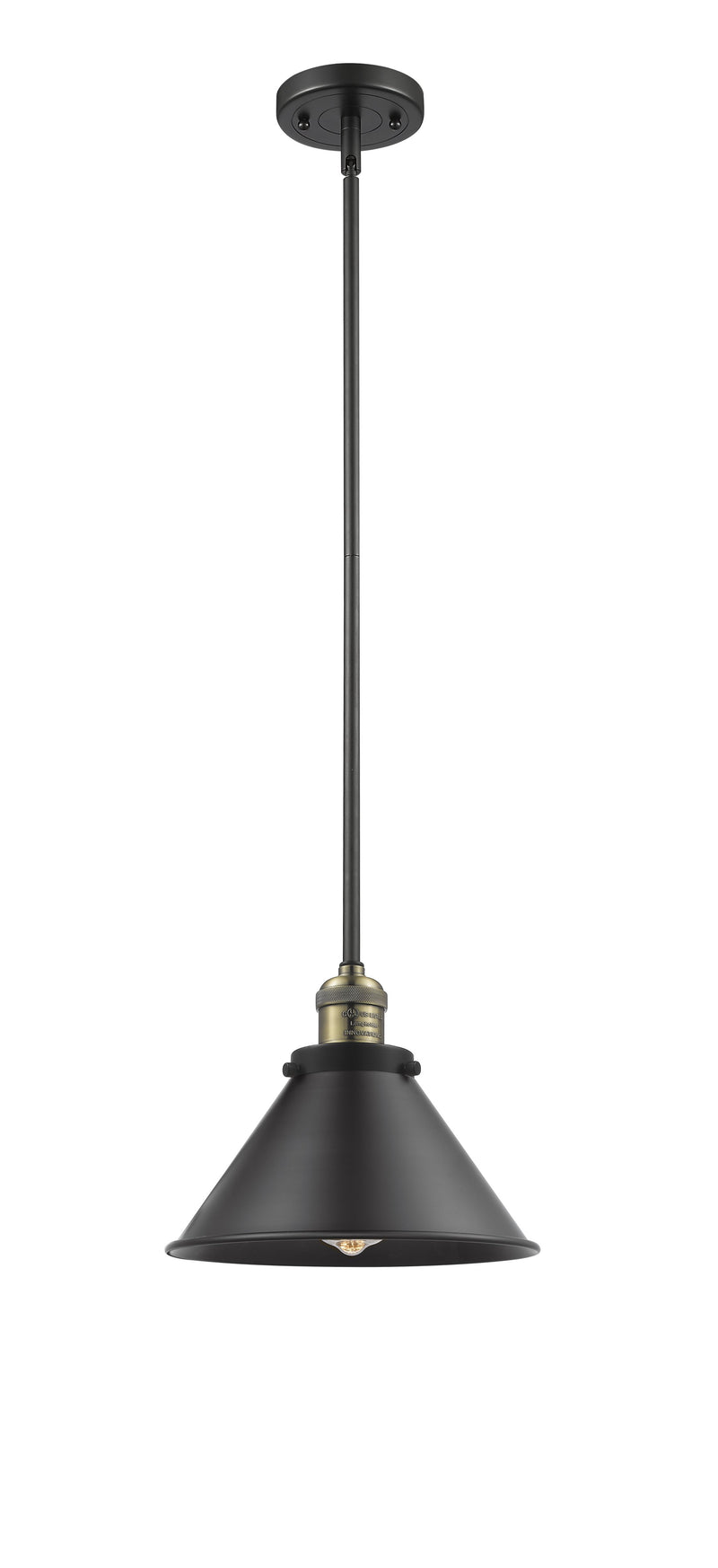 Innovations Lighting Briarcliff 1-100 watt 10 inch Black Antique Brass Mini Pendant Black Briarcliff shades Hang Straight Swivel 201SBABM10BK