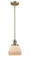 Innovations Lighting Fulton 1-100 watt 7 inch Brushed Brass Mini Pendant  Matte White Cased glass   Hang Straight Swivel 201SBBG171