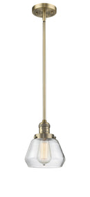 Innovations Lighting Fulton 1-100 watt 7 inch Brushed Brass Mini Pendant  Clear glass   Hang Straight Swivel 201SBBG172