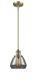 Innovations Lighting Fulton 1-100 watt 7 inch Brushed Brass Mini Pendant  Smoked glass   Hang Straight Swivel 201SBBG173