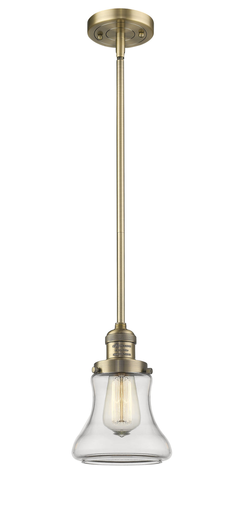 Innovations Lighting Bellmont 1-100 watt 6.5 inch Brushed Brass Mini Pendant  Clear glass   Hang Straight Swivel 201SBBG192