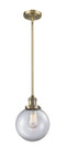 Innovations Lighting Beacon 1-100 watt 8 inch Brushed Brass Mini Pendant  Clear glass   Hang Straight Swivel 201SBBG2028