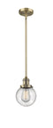 Innovations Lighting Beacon 1-100 watt 6 inch Brushed Brass Mini Pendant  Seedy glass   Hang Straight Swivel 201SBBG2046