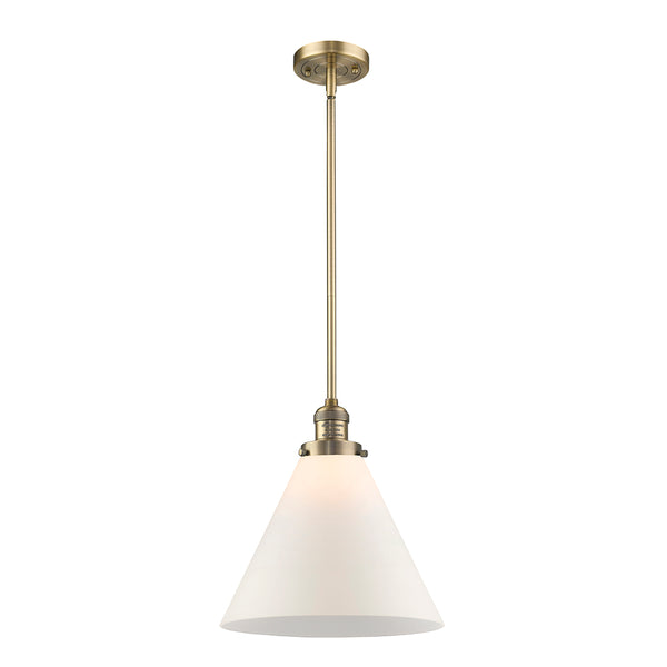 Cone Mini Pendant shown in the Brushed Brass finish with a Matte White shade