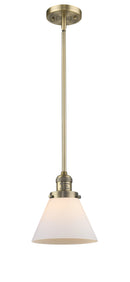 Innovations Lighting Large Cone 1-100 watt 8 inch Brushed Brass Mini Pendant Matte White Cased glass Hang Straight Swivel 201SBBG41