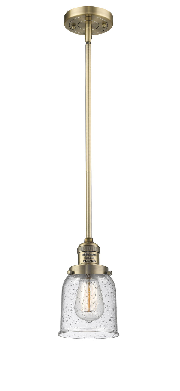 Innovations Lighting Small Bell 1-100 watt 5 inch Brushed Brass Mini Pendant  Seedy glass   Hang Straight Swivel 201SBBG54