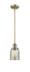 Innovations Lighting Small Bell 1-100 watt 5 inch Brushed Brass Mini Pendant Silver Plated Mercury glass  Hang Straight Swivel 201SBBG58