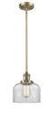 Innovations Lighting Large Bell 1-100 watt 8 inch Brushed Brass Mini Pendant  Clear glass   Hang Straight Swivel 201SBBG72