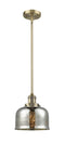 Innovations Lighting Large Bell 1-100 watt 8 inch Brushed Brass Mini Pendant Silver Plated Mercury glass  Hang Straight Swivel 201SBBG78