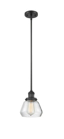 Innovations Lighting Fulton 1-100 watt 7 inch Black Mini Pendant  Clear glass   Hang Straight Swivel 201SBKG172