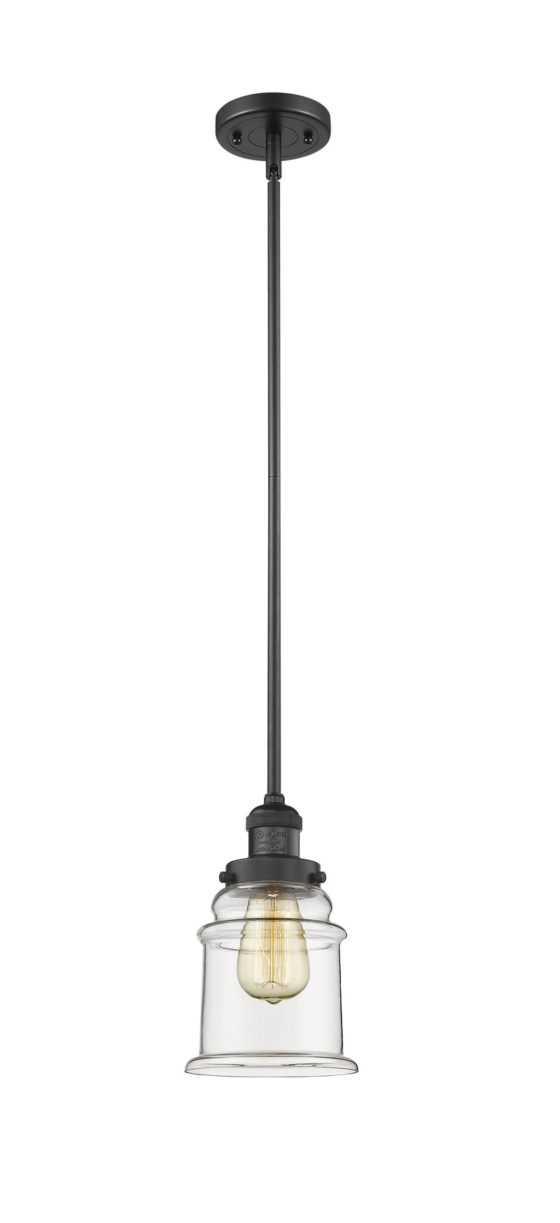 Innovations Lighting Canton 1-100 watt 6.5 inch Black Mini Pendant  Clear glass   Hang Straight Swivel 201SBKG182