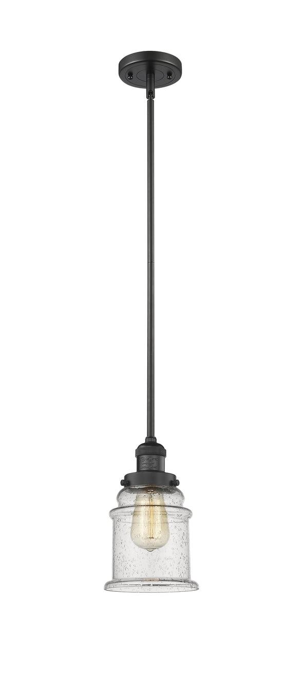 Innovations Lighting Canton 1-100 watt 6.5 inch Black Mini Pendant  Seedy glass   Hang Straight Swivel 201SBKG184