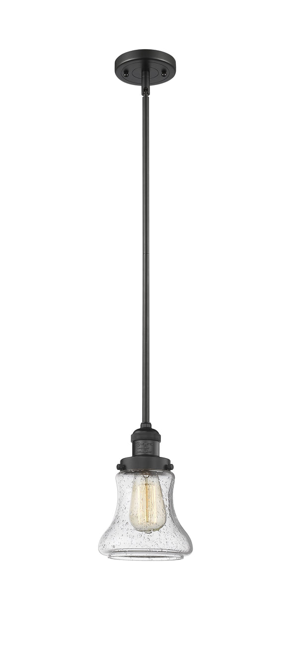 Innovations Lighting Bellmont 1-100 watt 6.5 inch Black Mini Pendant  Seedy glass   Hang Straight Swivel 201SBKG194