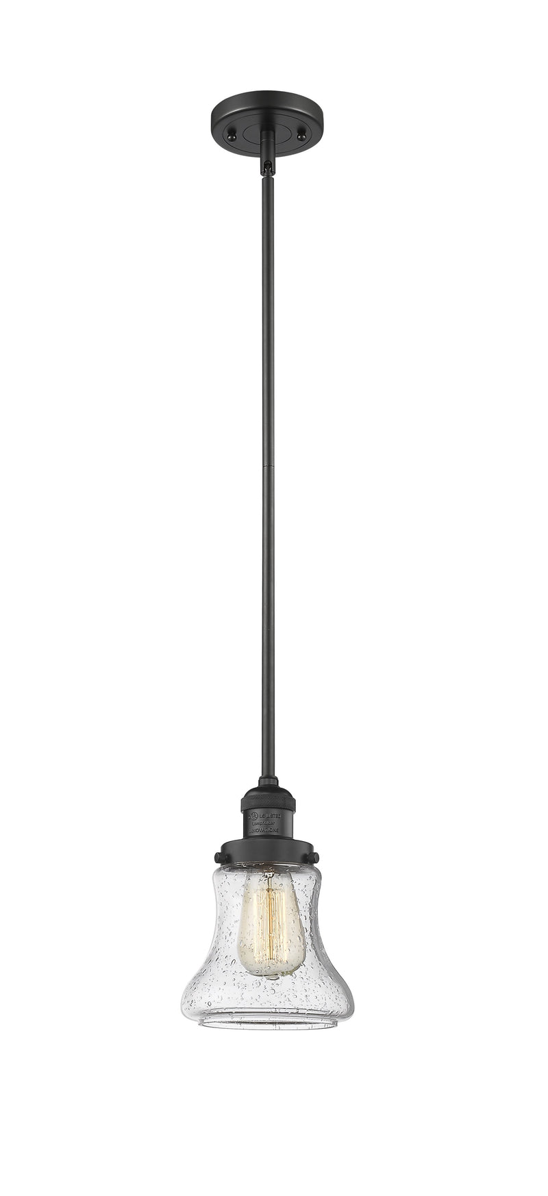 Innovations Lighting Bellmont 1-100 watt 6.5 inch Black Mini Pendant  Seedy glass   Hang Straight Swivel 201SBKG194