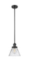 Innovations Lighting Large Cone 1-100 watt 8 inch Black Mini Pendant  Clear glass   Hang Straight Swivel 201SBKG42