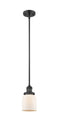 Innovations Lighting Small Bell 1-100 watt 5 inch Black Mini Pendant  Matte White Cased glass   Hang Straight Swivel 201SBKG51