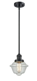 Innovations Lighting Small Oxford 1-100 watt 8 inch Black Mini Pendant  Seedy glass   Hang Straight Swivel 201SBKG534