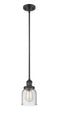 Innovations Lighting Small Bell 1-100 watt 5 inch Black Mini Pendant  Seedy glass   Hang Straight Swivel 201SBKG54