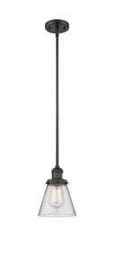 Innovations Lighting Small Cone 1-100 watt 6 inch Black Mini Pendant  Clear glass   Hang Straight Swivel 201SBKG62