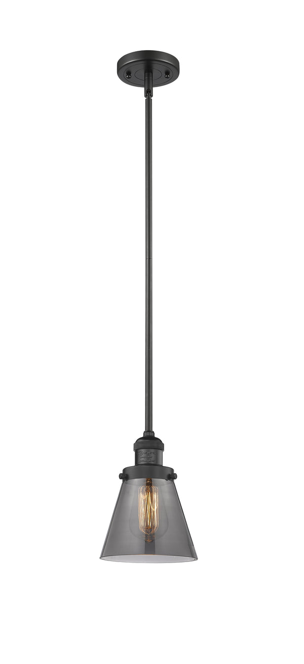 Innovations Lighting Small Cone 1-100 watt 6 inch Black Mini Pendant  Smoked glass   Hang Straight Swivel 201SBKG63