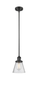 Innovations Lighting Small Cone 1-100 watt 6 inch Black Mini Pendant  Seedy glass   Hang Straight Swivel 201SBKG64