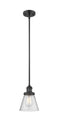 Innovations Lighting Small Cone 1-100 watt 6 inch Black Mini Pendant  Seedy glass   Hang Straight Swivel 201SBKG64