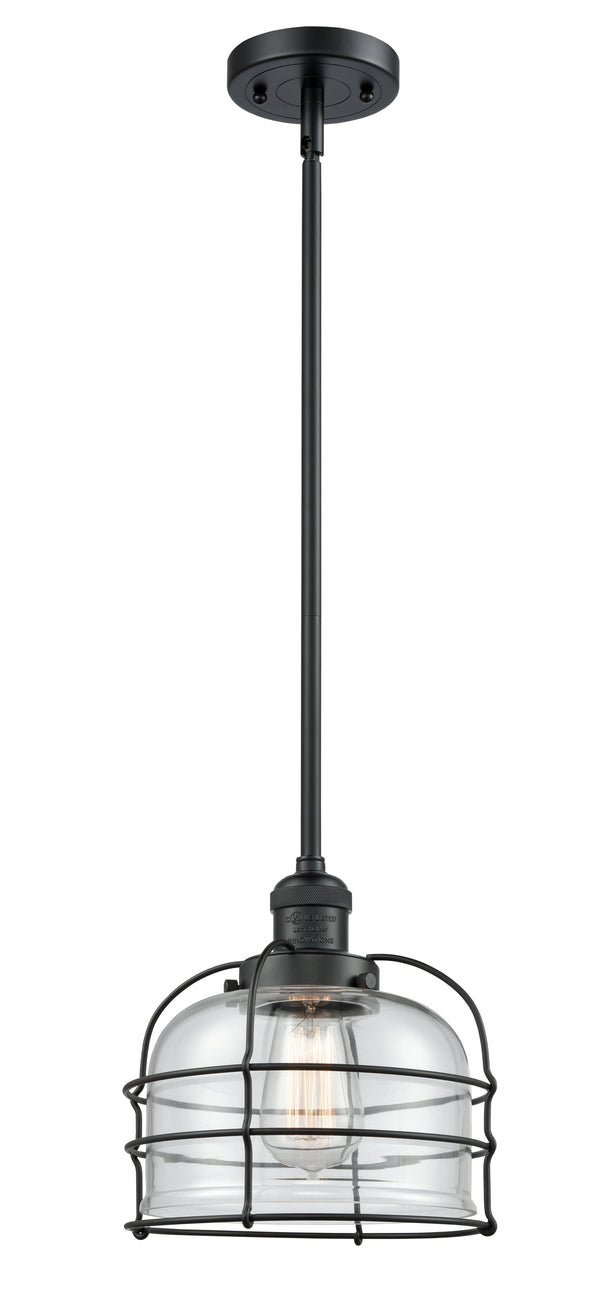 Innovations Lighting Large Bell Cage 1-100 watt 8 inch Black Mini Pendant  Clear glass   Hang Straight Swivel 201SBKG72CE