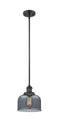 Innovations Lighting Large Bell 1-100 watt 8 inch Black Mini Pendant  Smoked glass   Hang Straight Swivel 201SBKG73