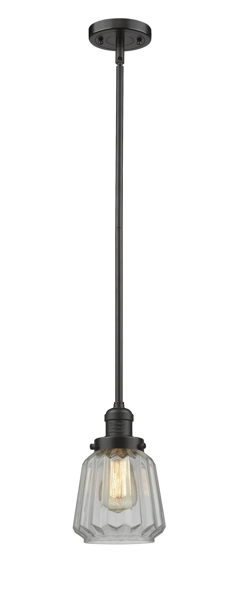 Innovations Lighting Chatham 1-100 watt 6 inch Oil Rubbed Bronze Mini Pendant  Clear Fluted glass   Hang Straight Swivel 201SOBG142