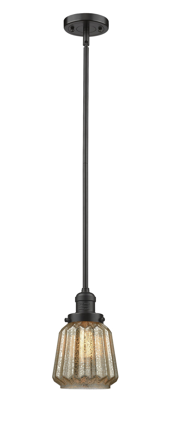 Innovations Lighting Chatham 1-100 watt 6 inch Oil Rubbed Bronze Mini Pendant Mercury Fluted glass  Hang Straight Swivel 201SOBG146