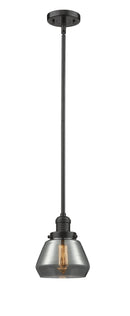 Innovations Lighting Fulton 1-100 watt 7 inch Oil Rubbed Bronze Mini Pendant  Smoked glass   Hang Straight Swivel 201SOBG173