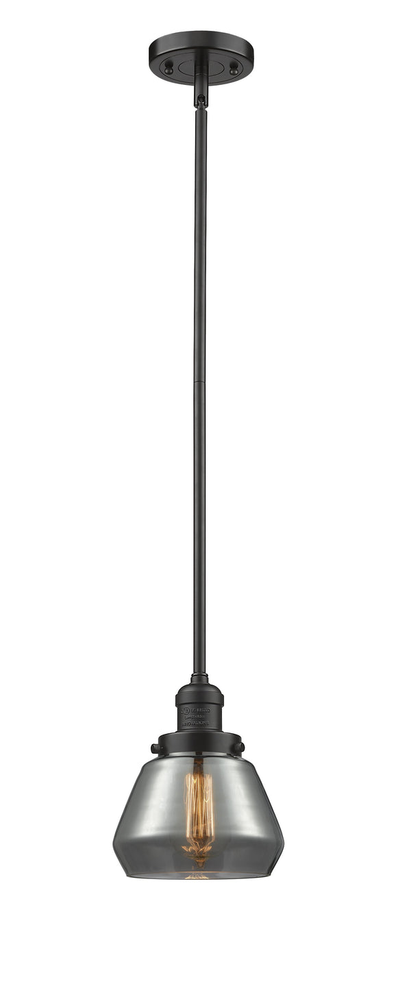 Innovations Lighting Fulton 1-100 watt 7 inch Oil Rubbed Bronze Mini Pendant  Smoked glass   Hang Straight Swivel 201SOBG173