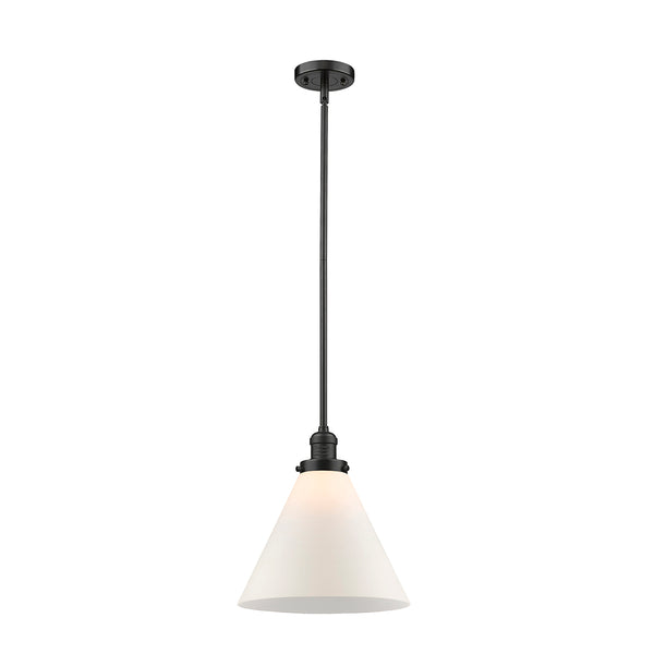 Cone Mini Pendant shown in the Oil Rubbed Bronze finish with a Matte White shade