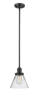 Innovations Lighting Large Cone 1-100 watt 8 inch Oil Rubbed Bronze Mini Pendant  Clear glass   Hang Straight Swivel 201SOBG42